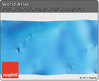 Physical 3D Map of the Area around 9° 15' 16" S, 15° 13' 29" W