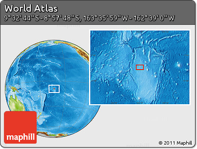 Physical Location Map of the Area around 9° 15' 16" S, 163° 7' 30" W