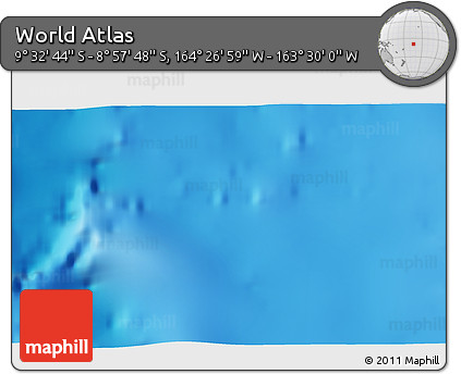 Shaded Relief 3D Map of the Area around 9° 15' 16" S, 163° 58' 29" W