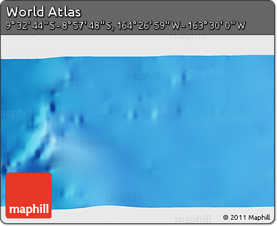 Shaded Relief 3D Map of the Area around 9° 15' 16" S, 163° 58' 29" W