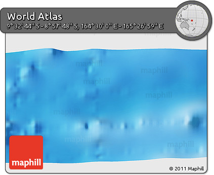Physical 3D Map of the Area around 9° 15' 16" S, 164° 58' 29" E