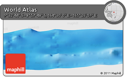 Physical Panoramic Map of the Area around 9° 15' 16" S, 164° 58' 29" E