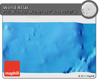 Physical 3D Map of the Area around 9° 15' 16" S, 164° 49' 29" W