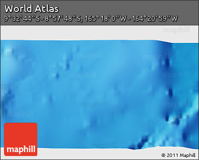 Physical 3D Map of the Area around 9° 15' 16" S, 164° 49' 29" W