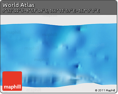 Physical 3D Map of the Area around 9° 15' 16" S, 166° 40' 30" E