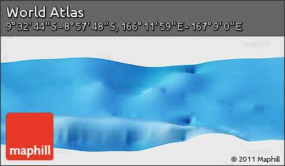 Physical Panoramic Map of the Area around 9° 15' 16" S, 166° 40' 30" E