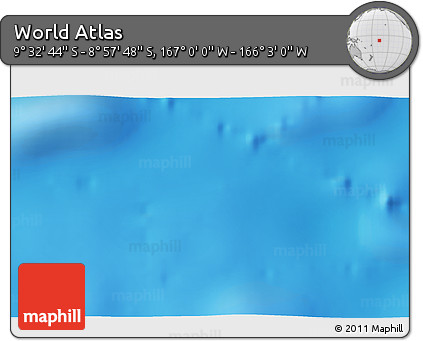 Physical 3D Map of the Area around 9° 15' 16" S, 166° 31' 30" W