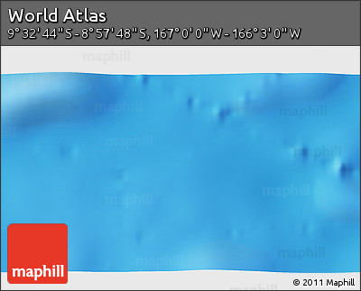 Physical 3D Map of the Area around 9° 15' 16" S, 166° 31' 30" W