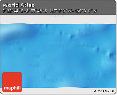 Physical 3D Map of the Area around 9° 15' 16" S, 166° 31' 30" W