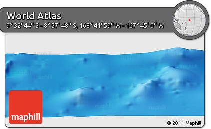 Shaded Relief Panoramic Map of the Area around 9° 15' 16" S, 168° 13' 29" W