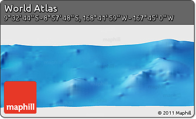 Shaded Relief Panoramic Map of the Area around 9° 15' 16" S, 168° 13' 29" W
