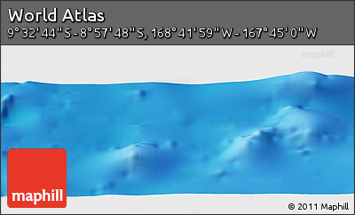 Shaded Relief Panoramic Map of the Area around 9° 15' 16" S, 168° 13' 29" W