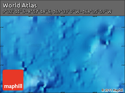 Physical Map of the Area around 9° 15' 16" S, 169° 4' 29" W