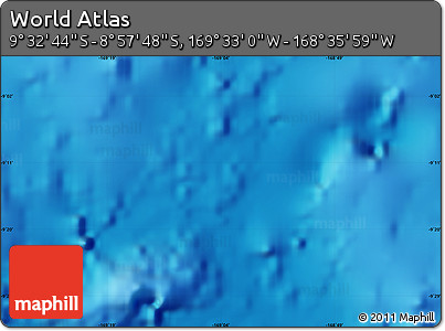 Physical Map of the Area around 9° 15' 16" S, 169° 4' 29" W