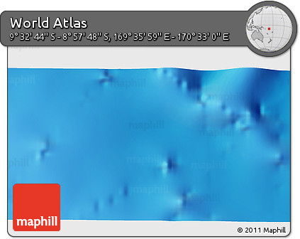 Physical 3D Map of the Area around 9° 15' 16" S, 170° 4' 29" E