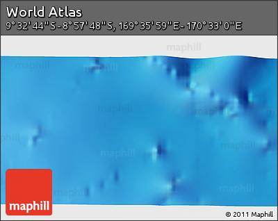 Physical 3D Map of the Area around 9° 15' 16" S, 170° 4' 29" E