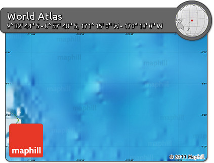 Physical Map of the Area around 9° 15' 16" S, 170° 46' 30" W