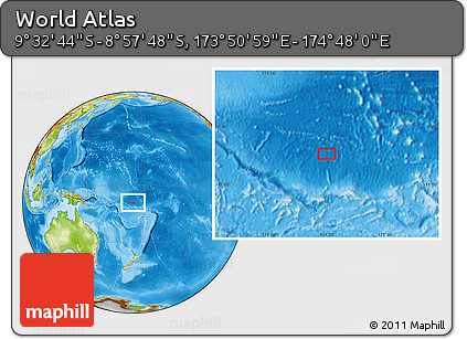 Physical Location Map of the Area around 9° 15' 16" S, 174° 19' 29" E