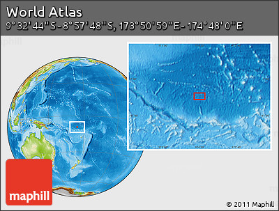 Physical Location Map of the Area around 9° 15' 16" S, 174° 19' 29" E