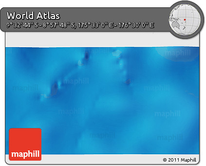 Physical 3D Map of the Area around 9° 15' 16" S, 176° 1' 30" E
