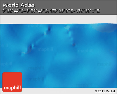 Physical 3D Map of the Area around 9° 15' 16" S, 176° 1' 30" E