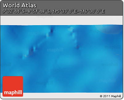 Physical 3D Map of the Area around 9° 15' 16" S, 176° 1' 30" E