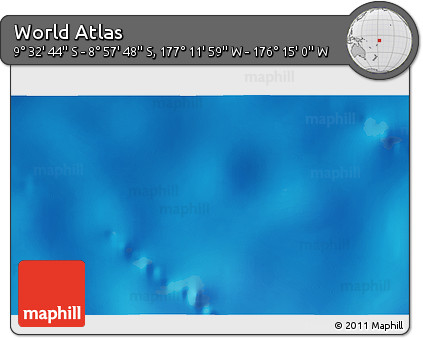 Physical 3D Map of the Area around 9° 15' 16" S, 176° 43' 29" W
