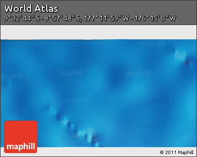 Physical 3D Map of the Area around 9° 15' 16" S, 176° 43' 29" W