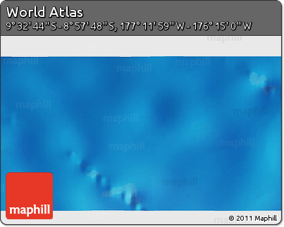 Physical 3D Map of the Area around 9° 15' 16" S, 176° 43' 29" W