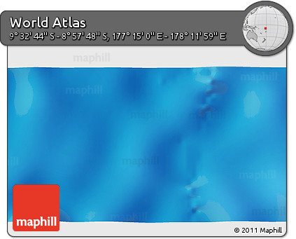 Physical 3D Map of the Area around 9° 15' 16" S, 177° 43' 29" E