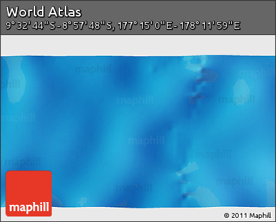 Physical 3D Map of the Area around 9° 15' 16" S, 177° 43' 29" E