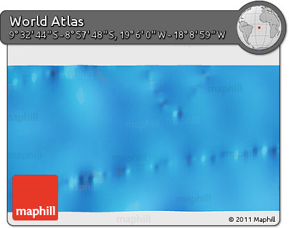 Physical 3D Map of the Area around 9° 15' 16" S, 18° 37' 30" W