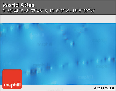 Physical 3D Map of the Area around 9° 15' 16" S, 18° 37' 30" W