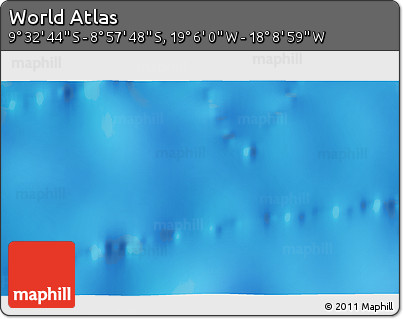 Physical 3D Map of the Area around 9° 15' 16" S, 18° 37' 30" W