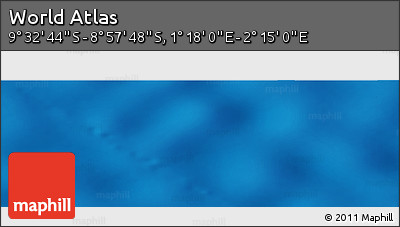 Physical Panoramic Map of the Area around 9° 15' 16" S, 1° 46' 29" E