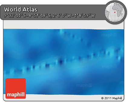 Physical 3D Map of the Area around 9° 15' 16" S, 1° 37' 30" W