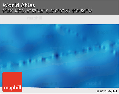 Physical 3D Map of the Area around 9° 15' 16" S, 1° 37' 30" W