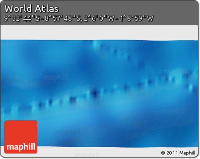 Physical 3D Map of the Area around 9° 15' 16" S, 1° 37' 30" W