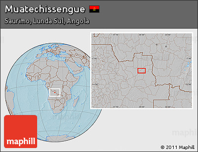Gray Location Map of Muatechissengue, hill shading