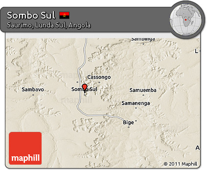 Shaded Relief 3D Map of Sombo Sul