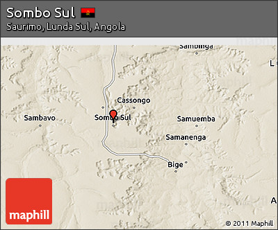 Shaded Relief 3D Map of Sombo Sul
