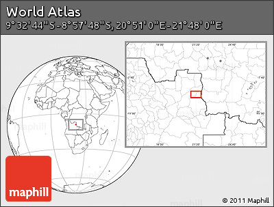 Blank Location Map of the Area around 9° 15' 16" S, 21° 19' 30" E