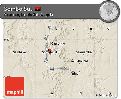 Shaded Relief Map of Sombo Sul