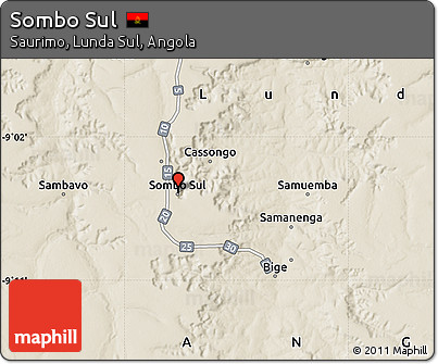 Shaded Relief Map of Sombo Sul