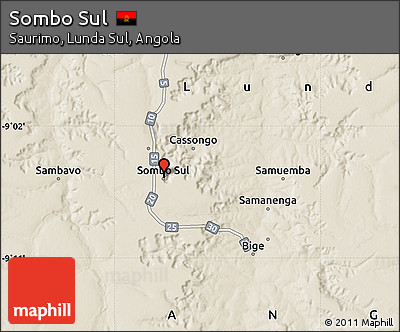 Shaded Relief Map of Sombo Sul