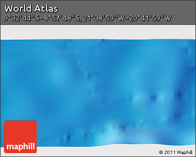 Shaded Relief 3D Map of the Area around 9° 15' 16" S, 21° 10' 29" W