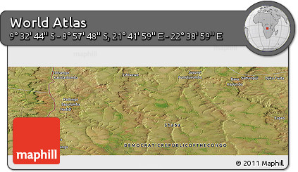 Satellite Panoramic Map of the Area around 9° 15' 16" S, 22° 10' 29" E