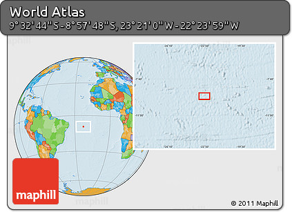 Political Location Map of the Area around 9° 15' 16" S, 22° 52' 30" W