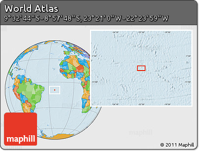 Political Location Map of the Area around 9° 15' 16" S, 22° 52' 30" W