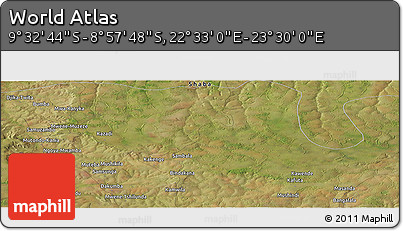 Satellite Panoramic Map of the Area around 9° 15' 16" S, 23° 1' 29" E